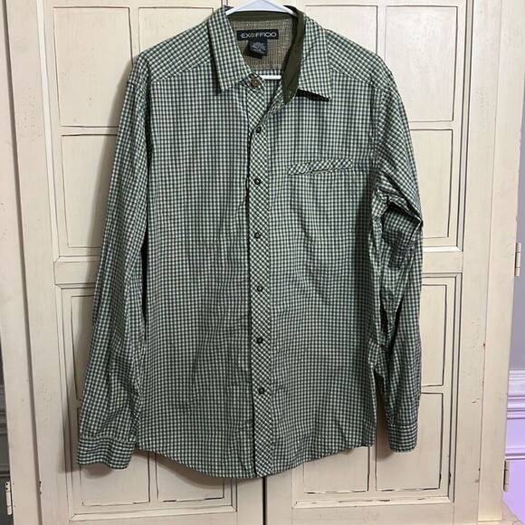 ExOfficio size large plaid button down shirt with ventilation - Picture 1 of 3